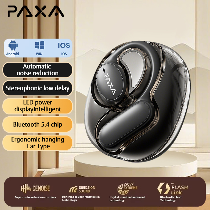 Auricolari Wireless PAXA OpenAir5 - Bluetooth 5.4, Hi-Fi Stereo, ANC, Display LED, Batteria 6.5H: Bianco