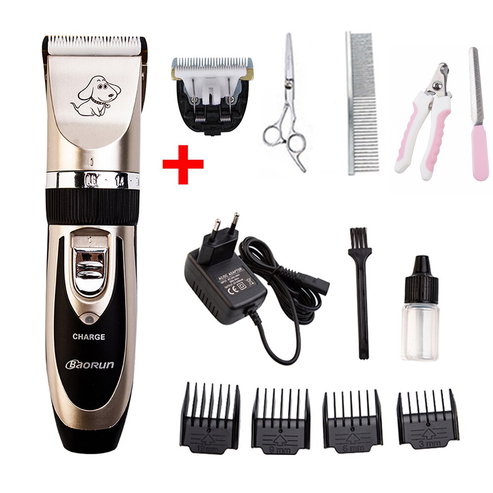 Baorun Pet Dog Hair Trimmer Animal Grooming Clippers Cat Cutter Machine Shaver Electric Scissor Clipper Dog Haircut Machine: P2-SET 5
