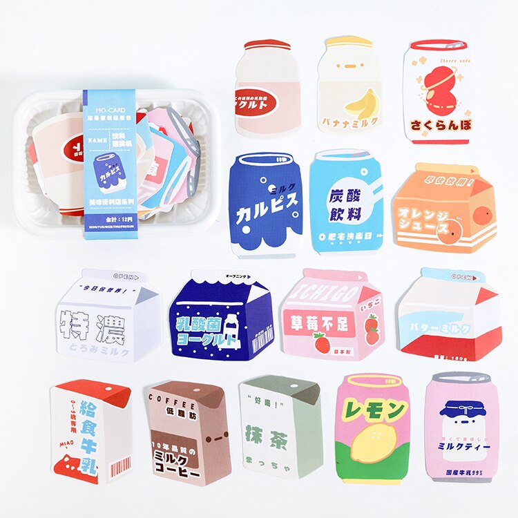 VanYi 30 Sheets/Box Drinks Stationery Sticker Paper Doll Decorative Delicious Convenience Store Diary Label Waterproof Stickers: D