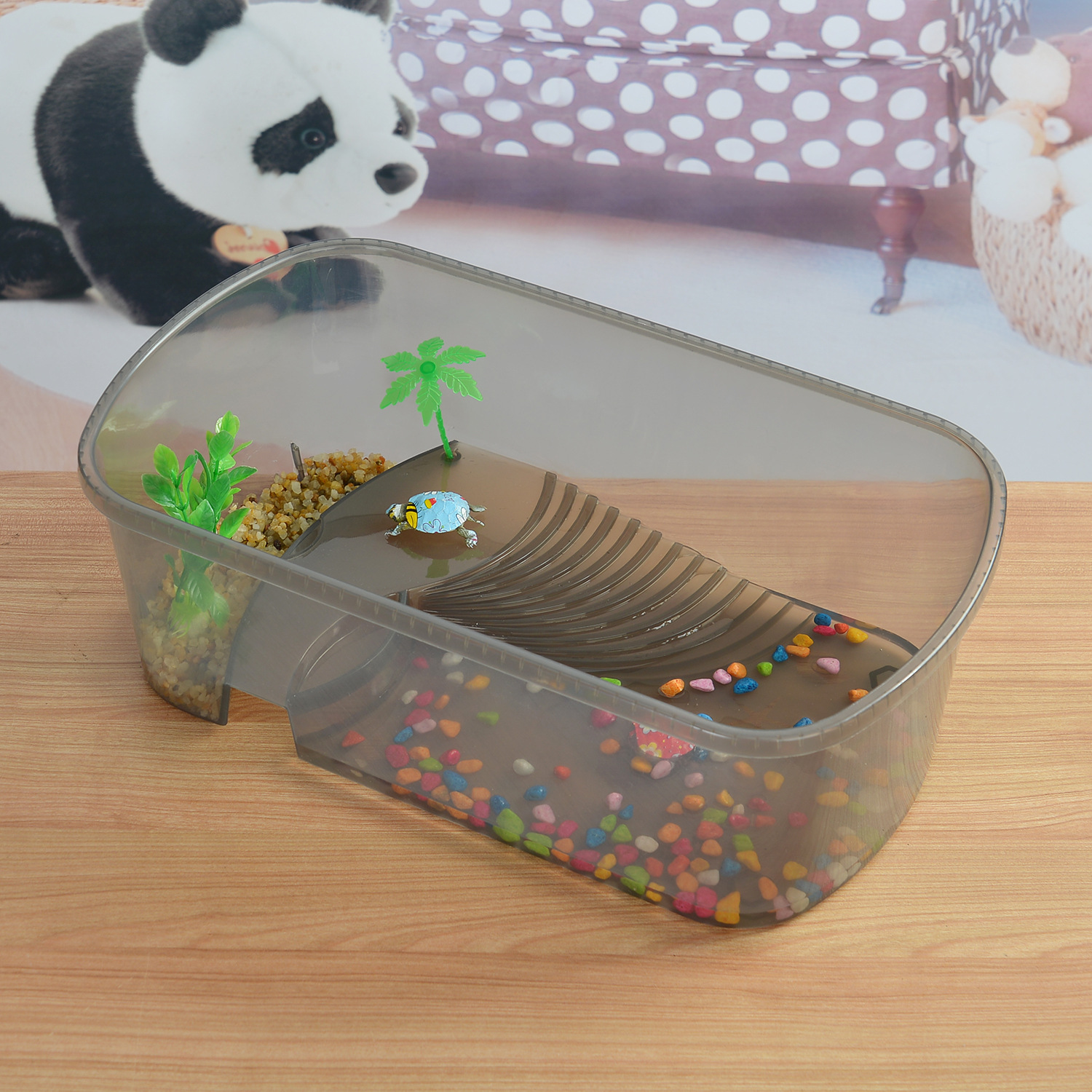 Ecological turtle tank small turtle basin large fish tank with sunstand open water turtle living turtle feeding box box