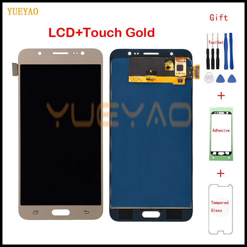 LCD Screen Replacement for Samsung Galaxy J7 J710 - Adjustable Brightness Display + Touch Digitizer Assembly: LCD Gold WithGift