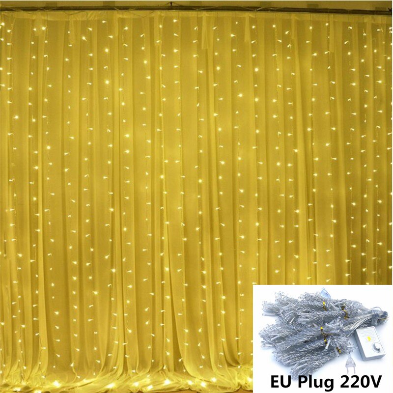 Led String Lights Icicle Waterfall Garland Fairy Lights String Curtain Lights Christmas Lights Indoor Led Garland for Decoration: Icicle Warm White / 3M x 2M