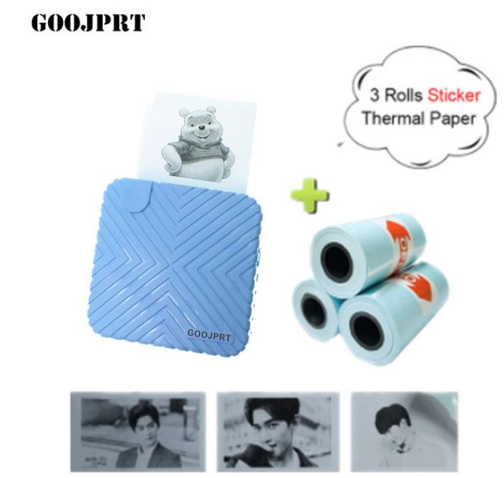 Imprimante Photo de poche sans fil bluetooth, 203DPI, Mini imprimante thermique 58mm, pour étiquettes autocollantes Android ios P6: J