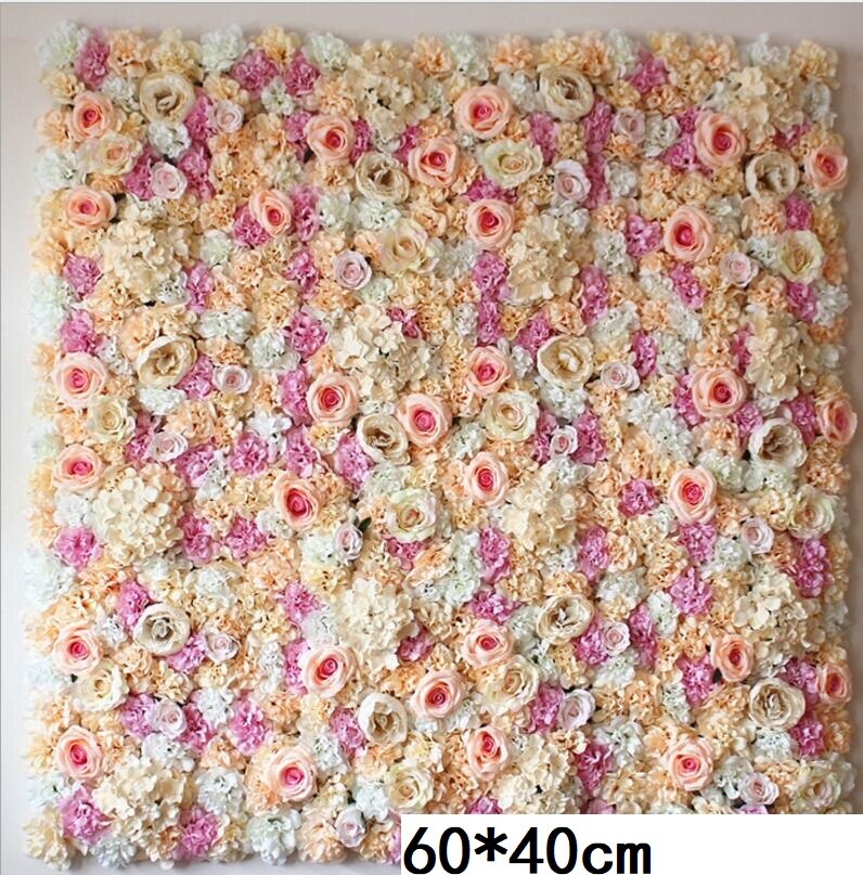 Artificial Flower Wall Panels Flower Wall Mat Silk Rose Flower Panels for Backdrop Wedding Wall Decoration: Light champagne