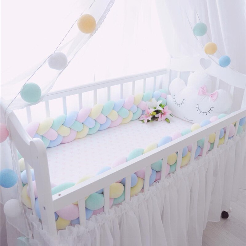 Baby Bett Stoßstange Einzel Kissen Für Neugeborene Baby Protector DIY 5M/197 Zoll Kinder Feste Geflecht stoßfänger In Der Krippe