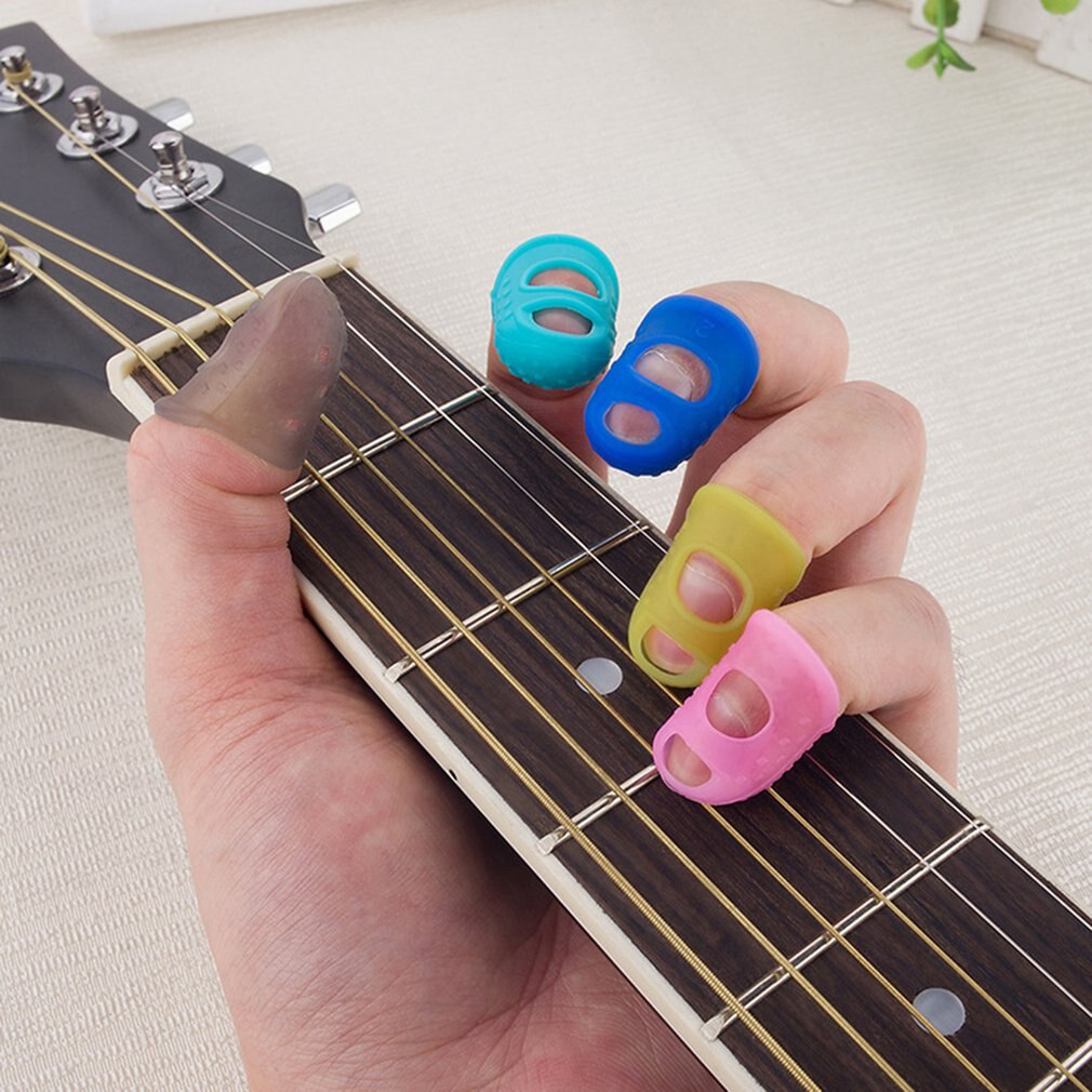 Guitarra dedos de silicone dedos canhotos manga protetora iniciante exercícios cordas dedo protetor: Default Title