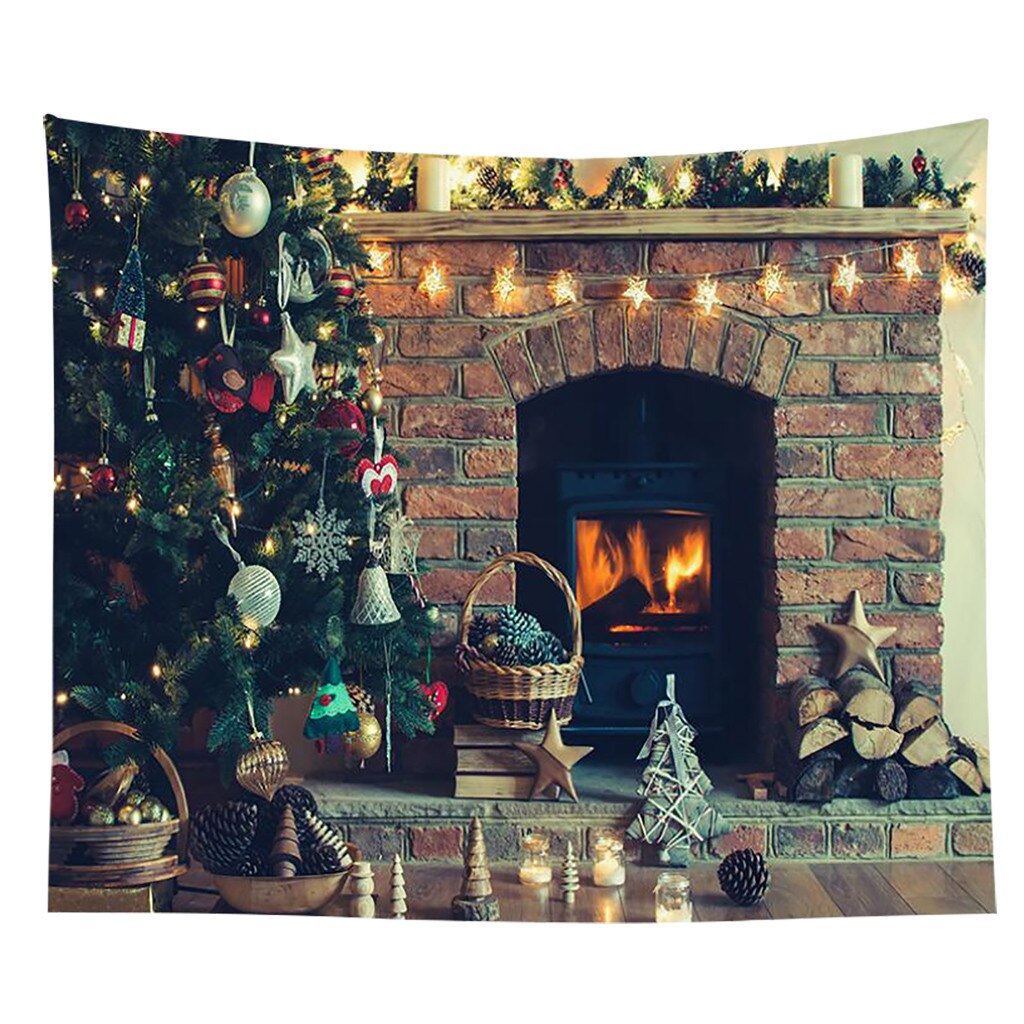 Christmas Art Wall Hanging Tapestry Christmas Beautiful House Tapestry Background Home Decoration Xmas Year: E