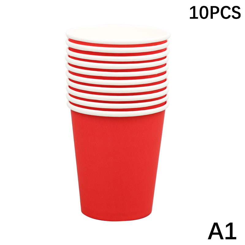10 stk. 9oz/250ml ensfarvede tykke papkrus engangskop bryllup fødselsdagsfest engangsservice engangs papkrussæt