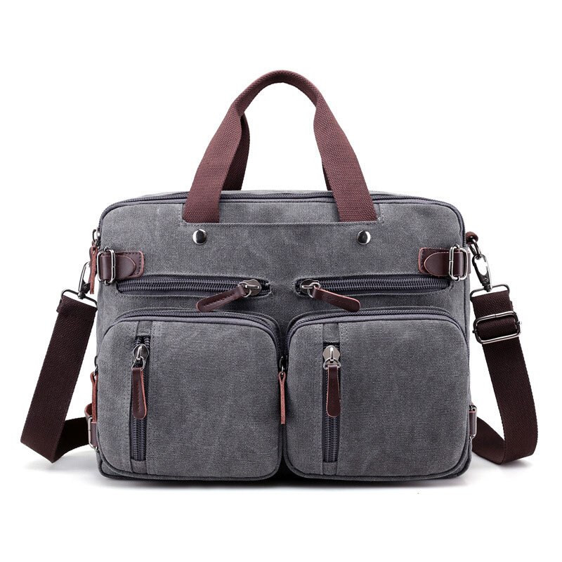 Men Canvas Briefcase Business Laptop Handbag Large Messenger Shoulder Bag Big Casual Male Tote Back Bags Travel Suitcase XA162ZC: Gray