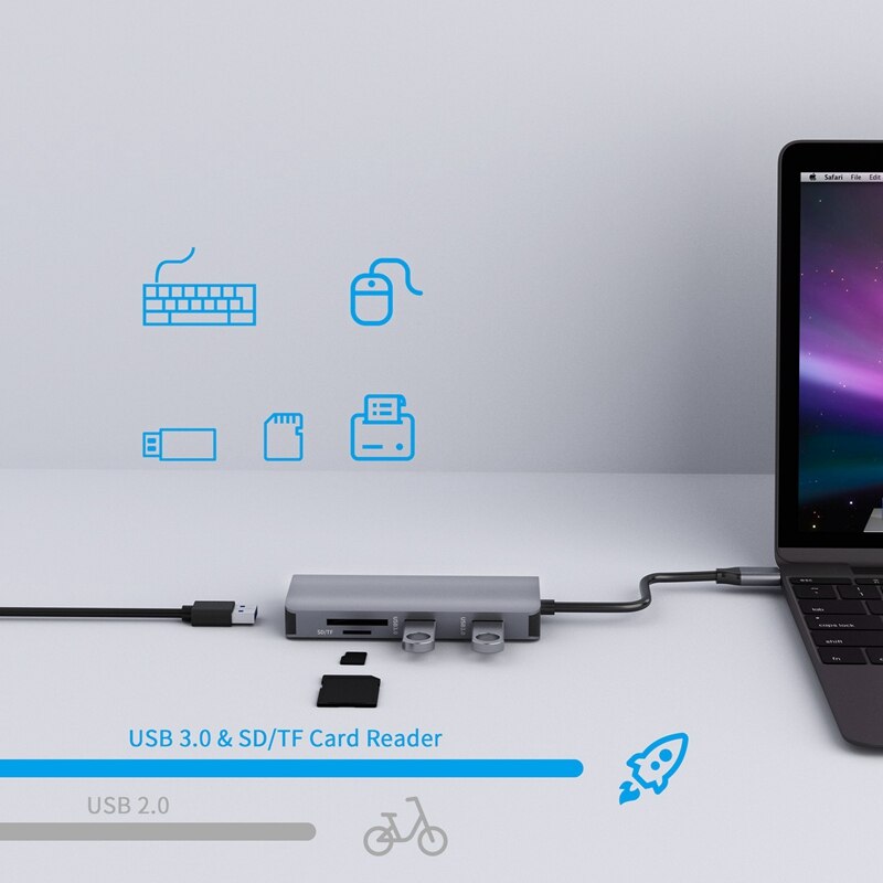 Docking Station Met Type C Plug Hdmi Vga USB3.0 O Power Levering Hub Voor Laptop Pro Hp Dell Oppervlak Lenovo samsung