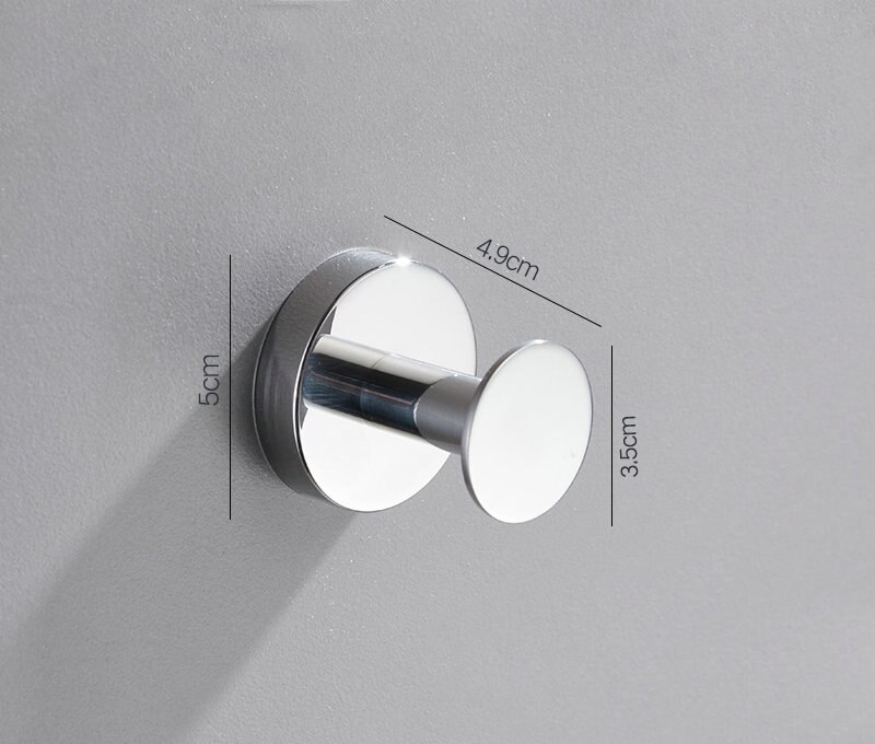 Chrome Polished Stainless Steel Single Robe Hook Wall Mounted Towel Hook Clothes Hook Bathroom Hardware: F style