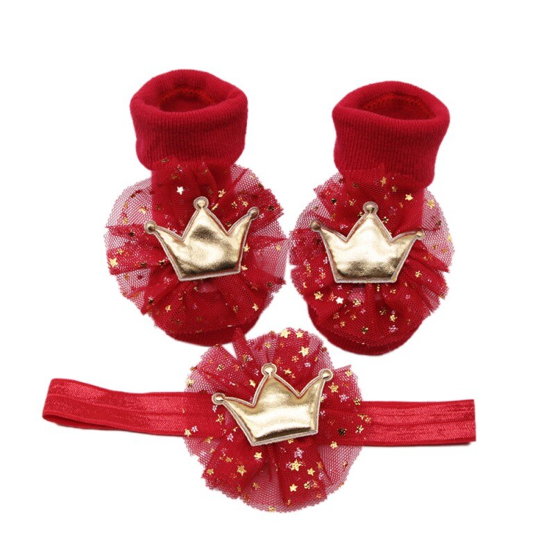 2 stücke = 1einstellen Blüht Haarband Mädchen Headwear freundlicher Elastisches Haarband freundlicher Haar Zubehör mit Baumwolle Socken einstellen