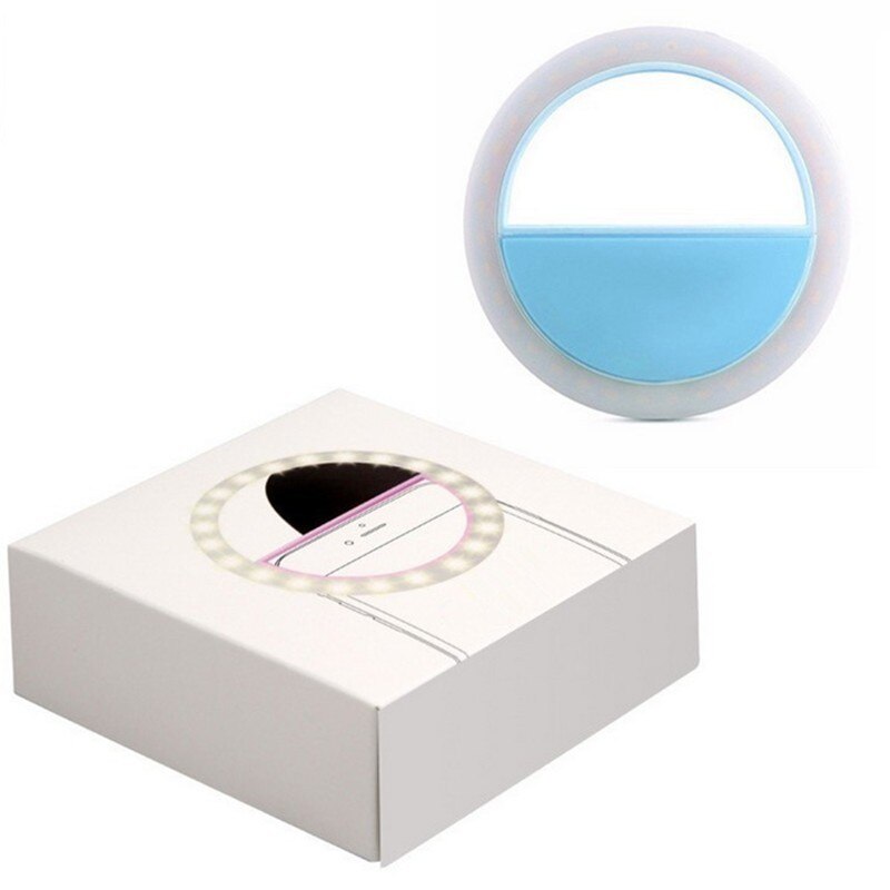 Espejo cosmético LED para teléfono móvil, artefacto de luz de fotografía , herramientas de belleza para relleno de fotos, espejo de maquillaje ligero: blue