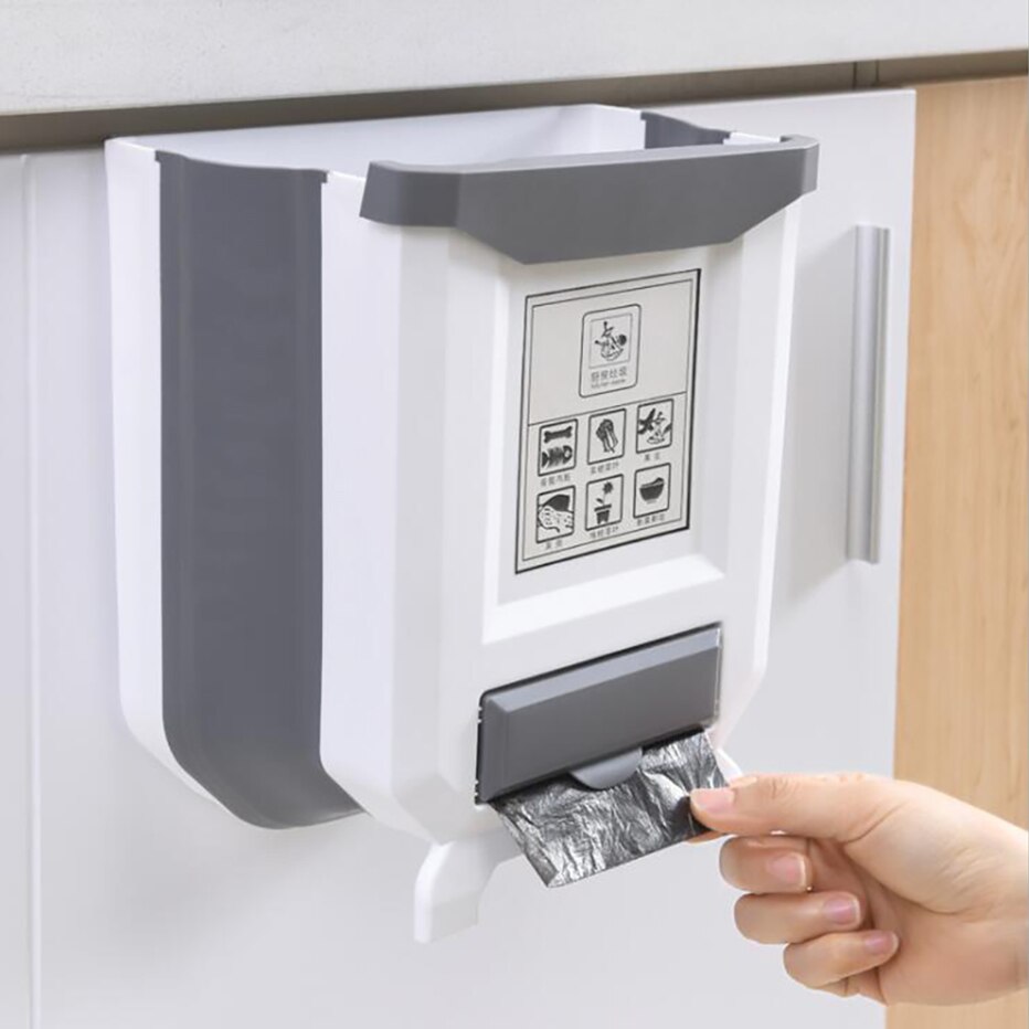 Cubo de basura plegable para cocina, cesta de almacenamiento para basura, porta bolsa de basura, cubo de basura de coche
