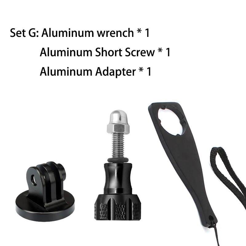 Tornillo de perno para llave de perilla de pulgar de aleación de aluminio, adaptador de trípode CNC para GoPro Hero 8 7 Xiaomi Yi SJCAM DJI, accesorios de Cámara de Acción: Set G / Black Color