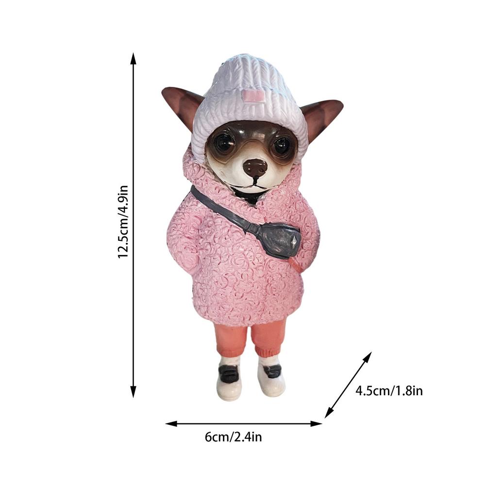 Standing Puppy Resin Doll Fashionable Dog Resin Doll Tiny Puppy Sculpture Ornaments For Christmas Decoration Home Adornments Sp