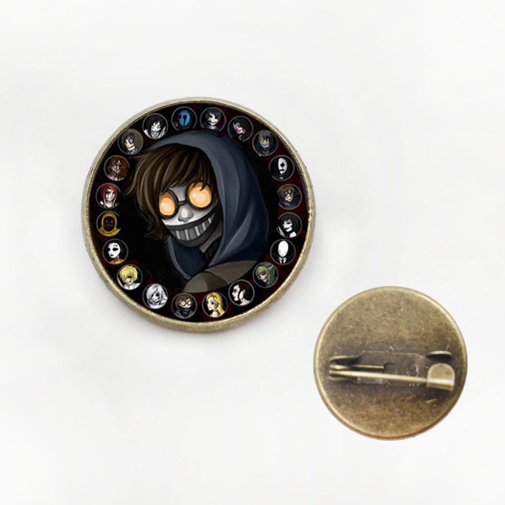 Accessory For Kids Creepypasta CREEPY PASTA TICCI TOBY Necklace Glass Bronze Pendant chain JEFF THE KILLER HZ1: 14brooch 20mm