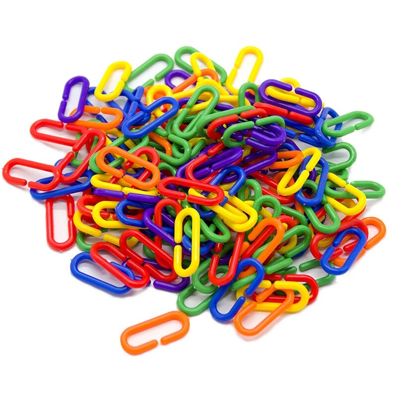 Cadena de plástico para loros, ganchos para morder pájaros, accesorios para jaula de pájaros, 100 unids/set por juego: 1