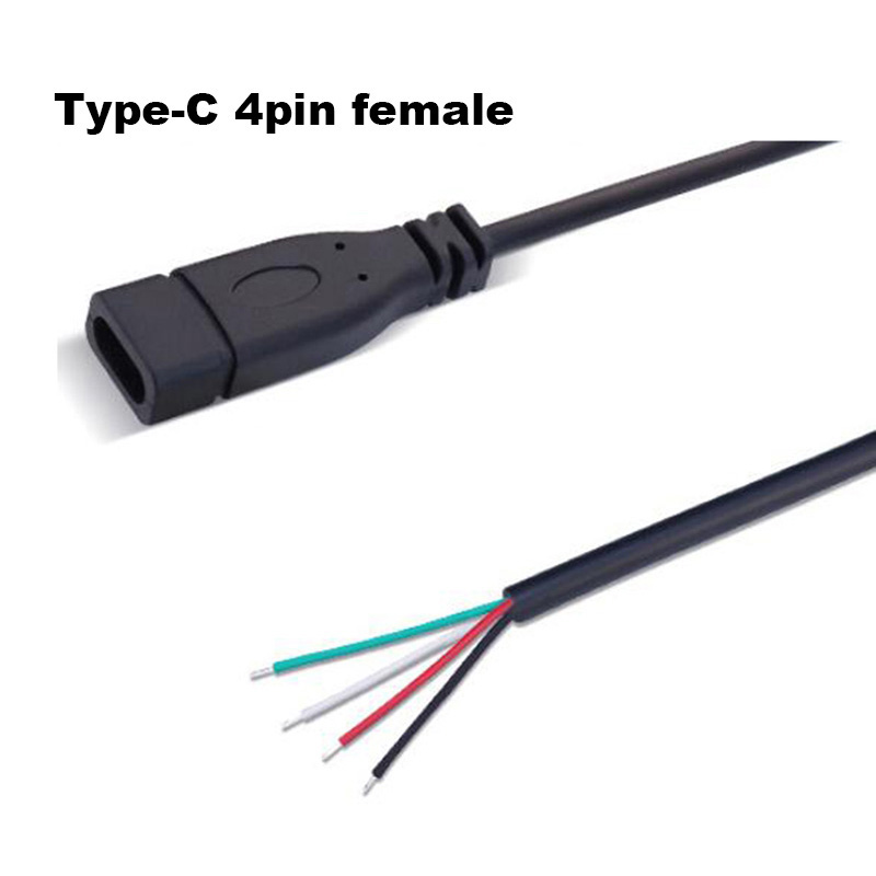 Micro USB hembra Jack 4 pines 2 pines macho hembra fuente de alimentación línea de datos Cable de carga conector de cable de extensión Q1: YELLOW / 2 m