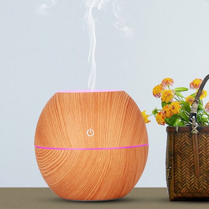 Wood Grain Aromatherapy Machine USB Plug-in Colorful Ultrasonic Humidifier Air Purification Aromatherapy Humidifier