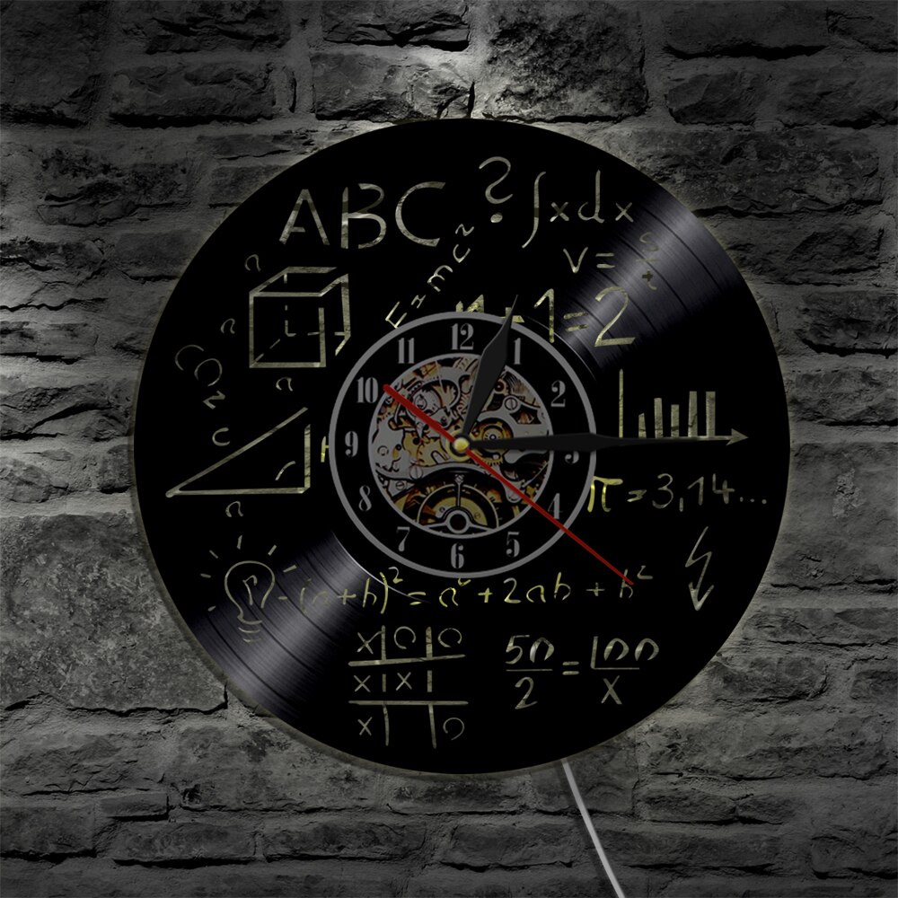 Science Art Math Equation Wall Clock Math Formula LED Wall Clock Modern School Wall Decor Math Teacher horloge mural