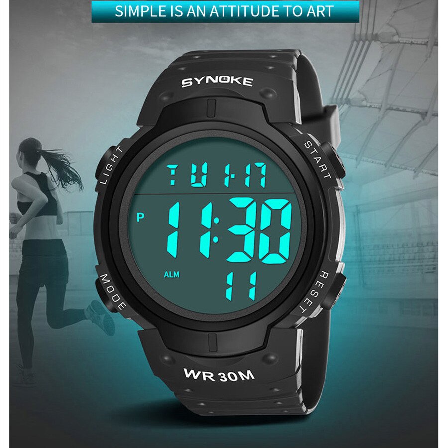 SYNOKE Outdoor Sport Horloge 30M Waterdichte Digitale Heren Mode Multifunctionele Waterdichte Digitale Horloge Heren
