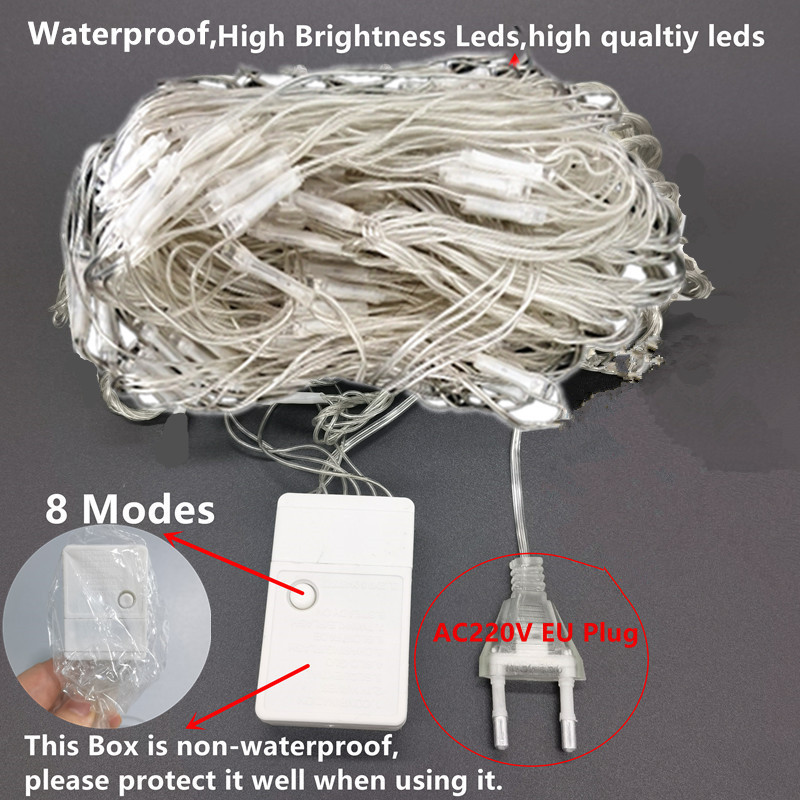 Led netting lyslenke 1.5*1.5m 3*2m 6*4m utendørs vanntett gardin lyslenke julegirlander bryllupsfest vindusdekor