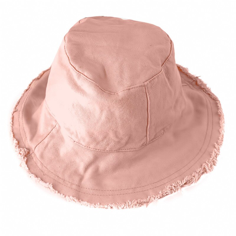 Fisherman bucket lue lue for strand sport unisex casual lue frynsete sommer solhette kanter servant lue sammenleggbar vaskbar lue: Rosa