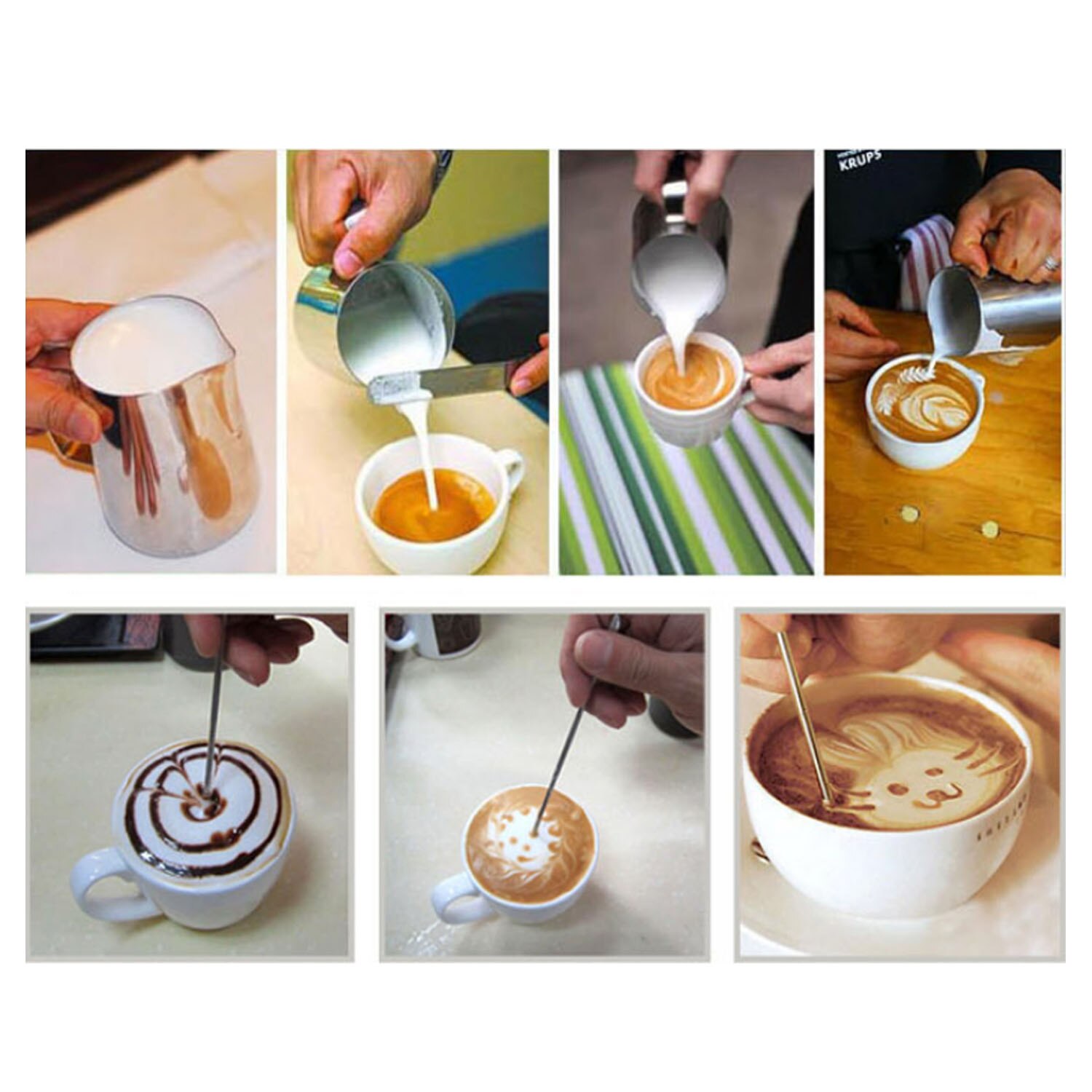 Behogar 600 ml 21 unzen Edelstahl Milch Aufschäumen Krug Krug mit Messung markieren Latte Kunst Kuli für Cappuccino Espresso, der