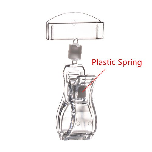 Klar pop plast skilt papir kort display pris label tag skilte clips holdere i supermarked forhandler 20 stk: C006 metalfjedre