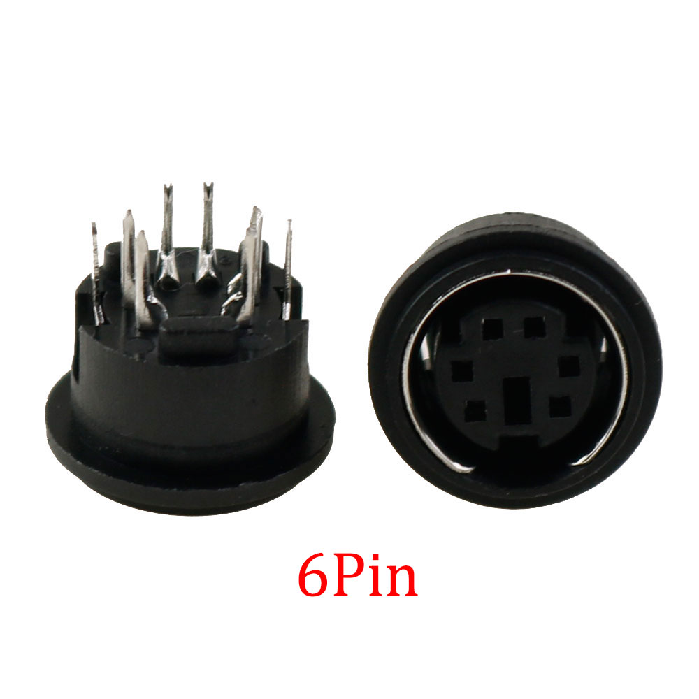 YUXI 10pcs 4Pin 6Pin 8Pin 9Pin Din Vrouwelijke Socket Connector Jack Terminal PCB Chassis PC Computer Connector: Donkergrijs