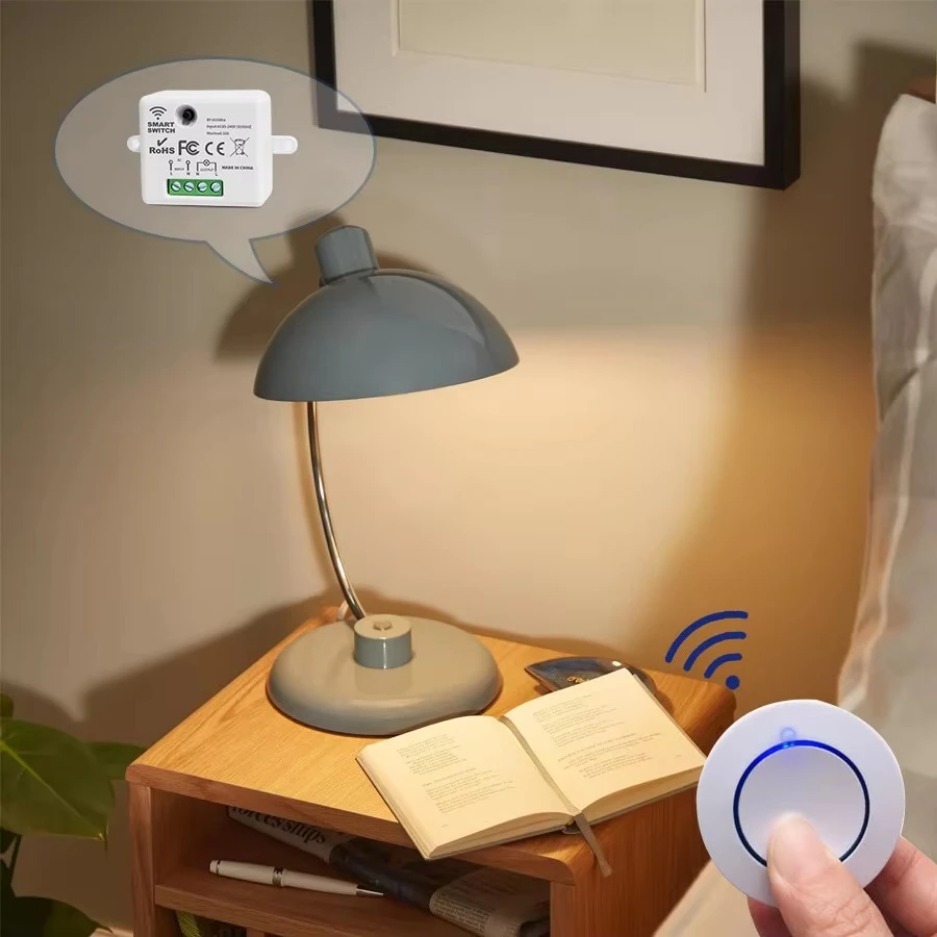 RF433Mhz Drahtlose Fernbedienung Licht Schalter 10A Relais Controller Mini Runde Taste Wand Panel Schalter Für LED Lampe AC100-240V