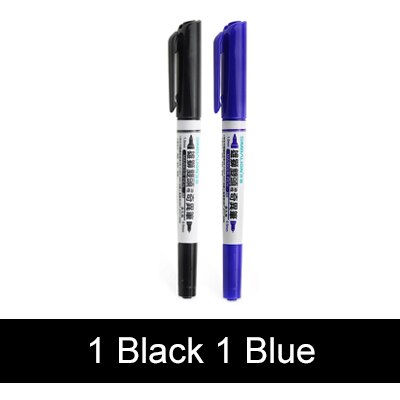 Lifemaster simbalion twin tuschpen 0.5mm/1.0mm 2 stk / lot alkohol base blækmærke på alt cd / træ / metal / glas / keramik 685: 1 sort 1 blå