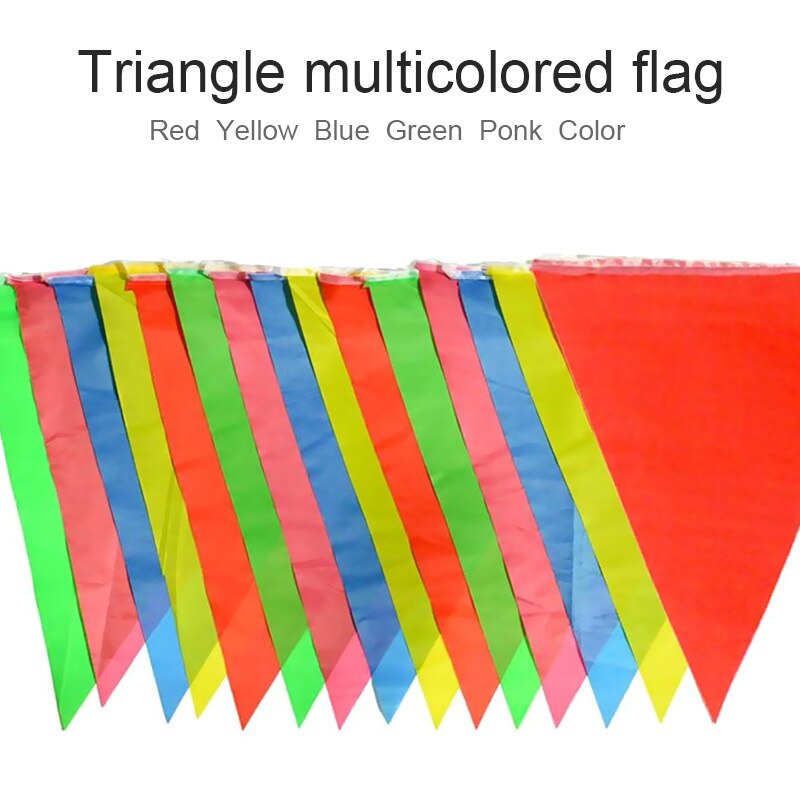 50/80/100 M Rainbow Pennant Colorful Hanging Triangle Polyester Flag Festival Banner Buntings Wedding Birthday Party Decorations