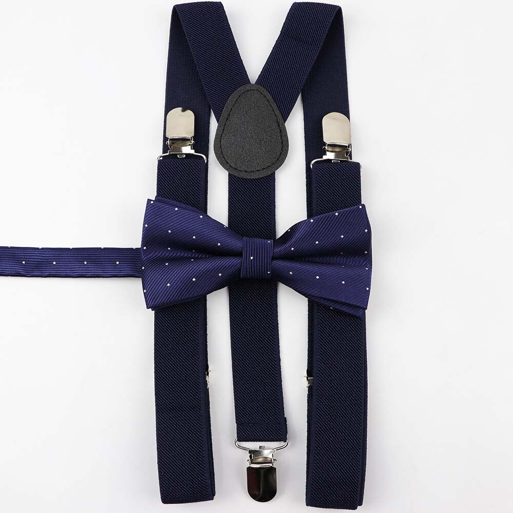 Einfarbig Mann der Gürtel Bowtie Set Männer Frauen Hosenträger Polyester Y-Back Hosenträger Stern Silber Punkt Fliege einstellbare Elastische: 2