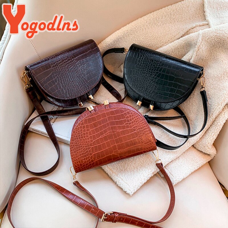 Yogodlns sacoche sac à bandoulière sauvage décontracté en cuir PU unique sac à bandoulière de luxe Crocodile modèle sac à main sac