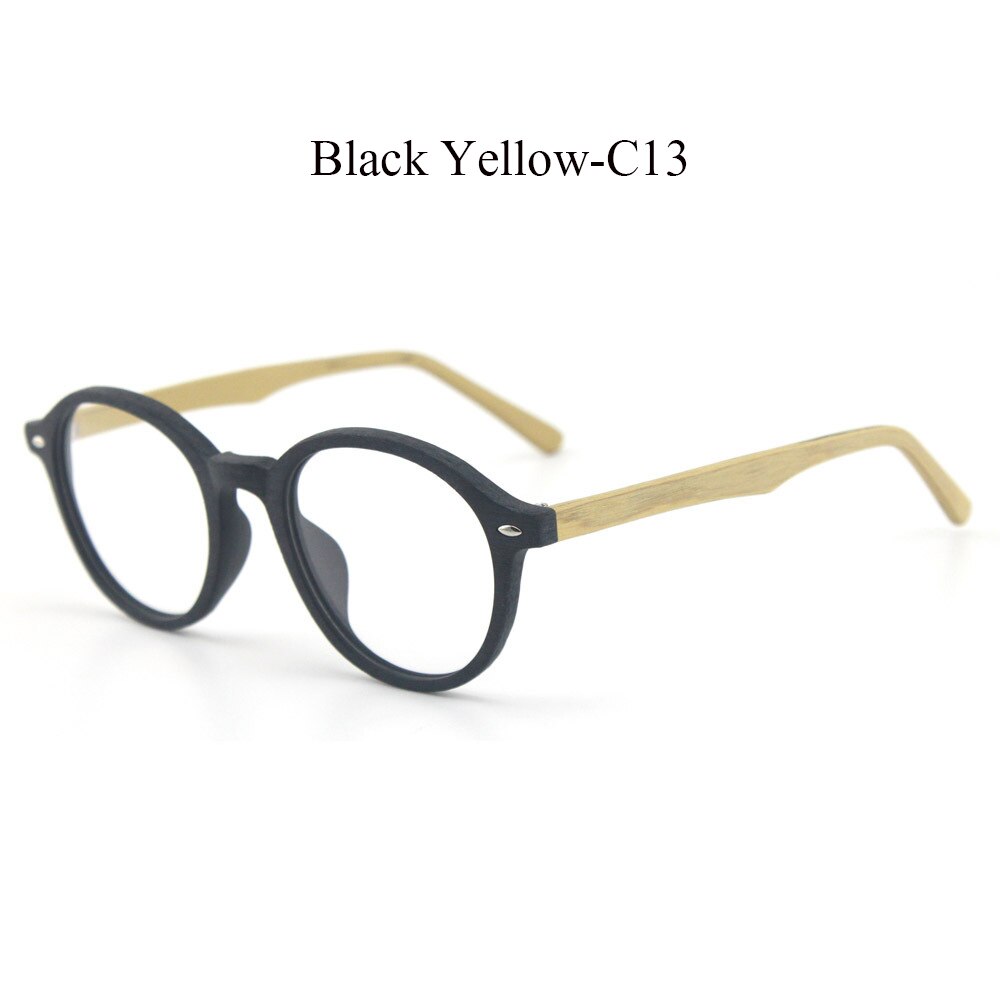 Retro runde træ briller ramme mænd kvinder optiske nærsynethed briller recept briller med klare linser briller rammer: C13