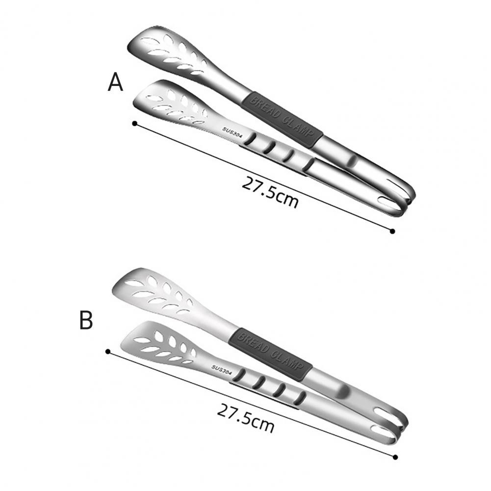 Food Tong Ergonomic Handle Bread Clip Multipurpose Smooth Surface Cooking Tong Kitchen Stainless Steel Tong for Camping