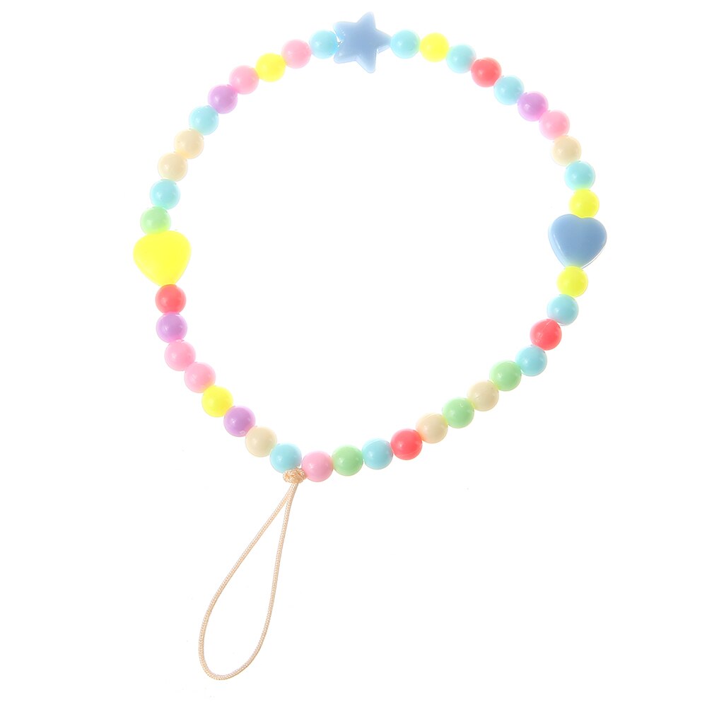 HEYUYAO Love Star Beaded Phone Chain Mobile Phone Chain Wrist Strap Accessories Color Plastic Bead Bracelet Random Color: 1