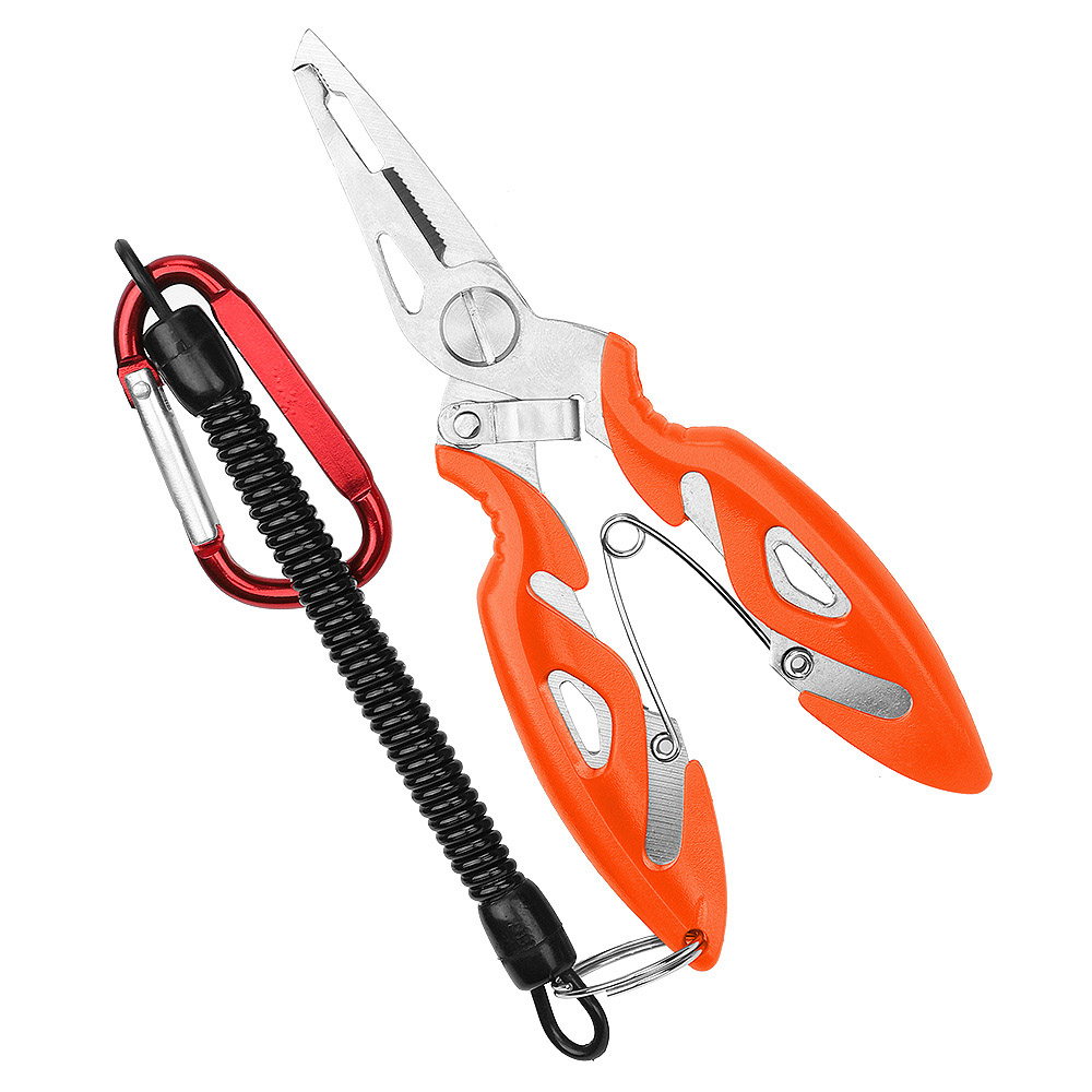 DONQL Multifunktionale Angeln Zangen Scheren Linie Cutter Haken Remover Angeln Clamp Zubehör Werkzeuge Mit Lanyards Frühling Seil: Orange