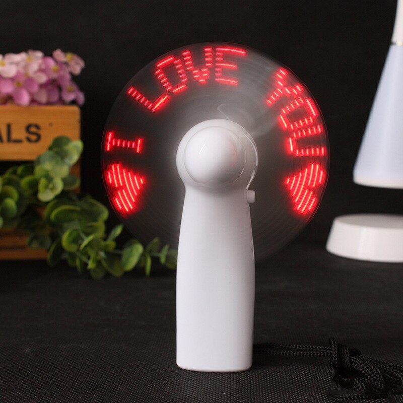 Mini LED Colorful Light Fan Portable Handheld Cooling Fan Battery Operated LED Flashing Fan Student Ideal Fans Desktop: Red