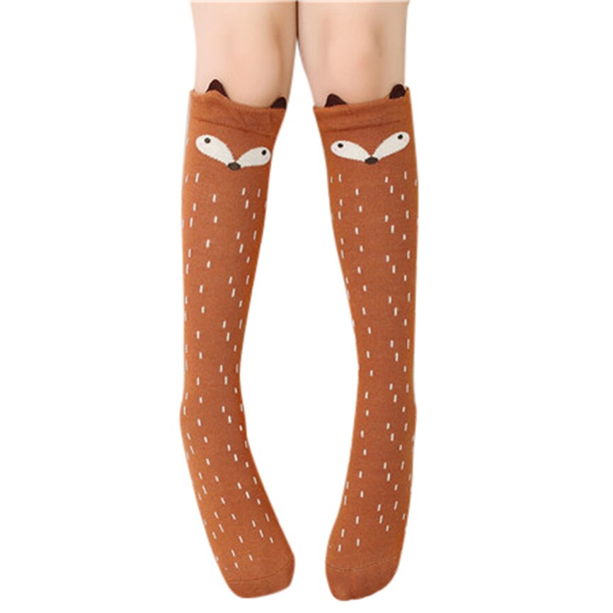 Cotton Cartoon Children's Baby Fox Socks With Bear Knee Highs Long Cute Infantil Kids For Girls Kniekousen 3-12 Years Old 1pcs