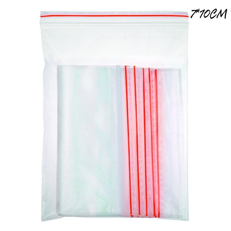 100 pcs/lot sacs d'étanchéité transparents en plastique auto-presse sacs d'emballage refermable fermeture éclair alimentaire divers sacs scellés clairs: 04