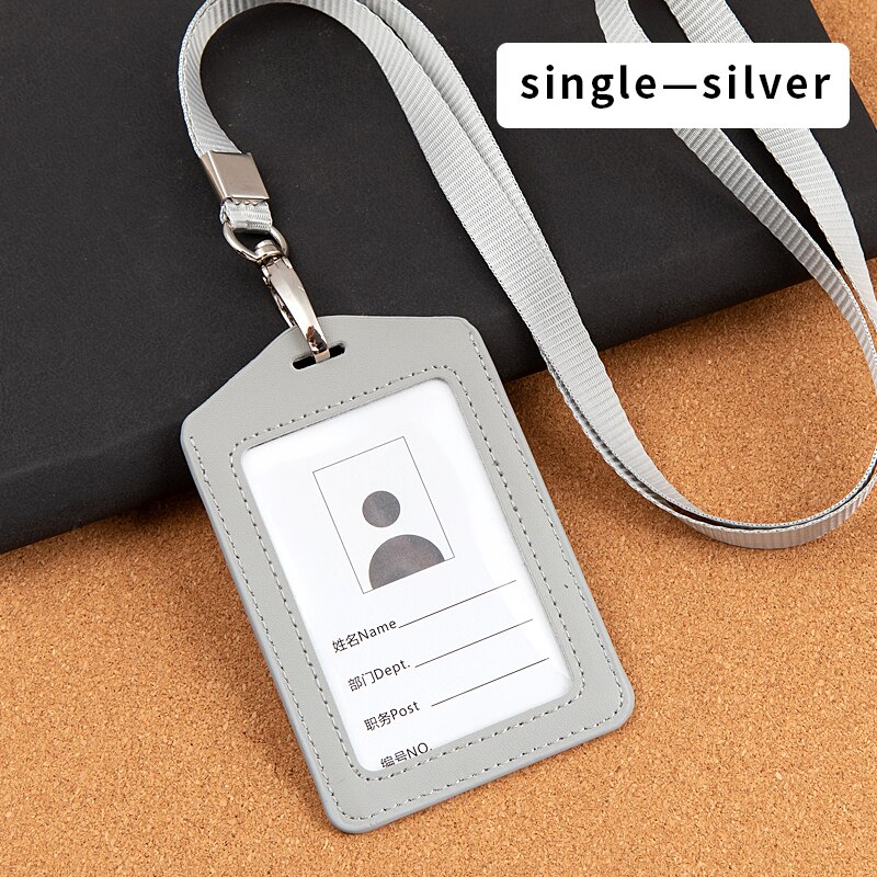 Leather student access Card Holder Employee Name ID Card Cover Metal Work Certificate Identity Badge Business Case: 7