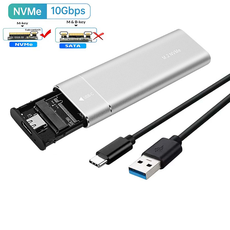 M2 SSD Case M.2 NVMe SATA SSD Enclosure Adapter 10Gbps USB 3.1 Type C Dual Protocol External Enclosure Supports M And B&M Keys: Orange