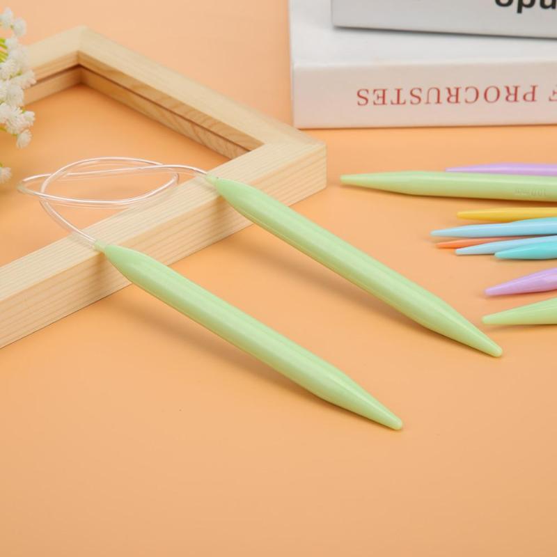 12 Pairs Plastic Circular Knitting Needles Ring Needle Set Sweater Scraf Knitting Weaving Tool Crochet Knitting Needles