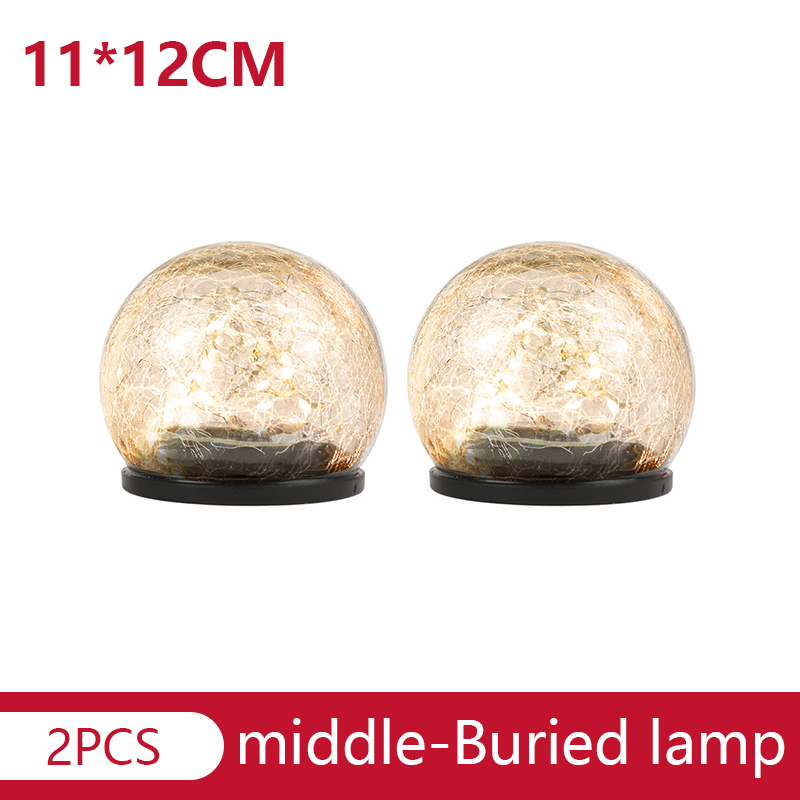 Outdoor LED Solar Court Crack Glass Ball Light Buried Garden Grass Lamp Balcony Layout Decoration Christmas Waterproof Light: 12cm 2PCS
