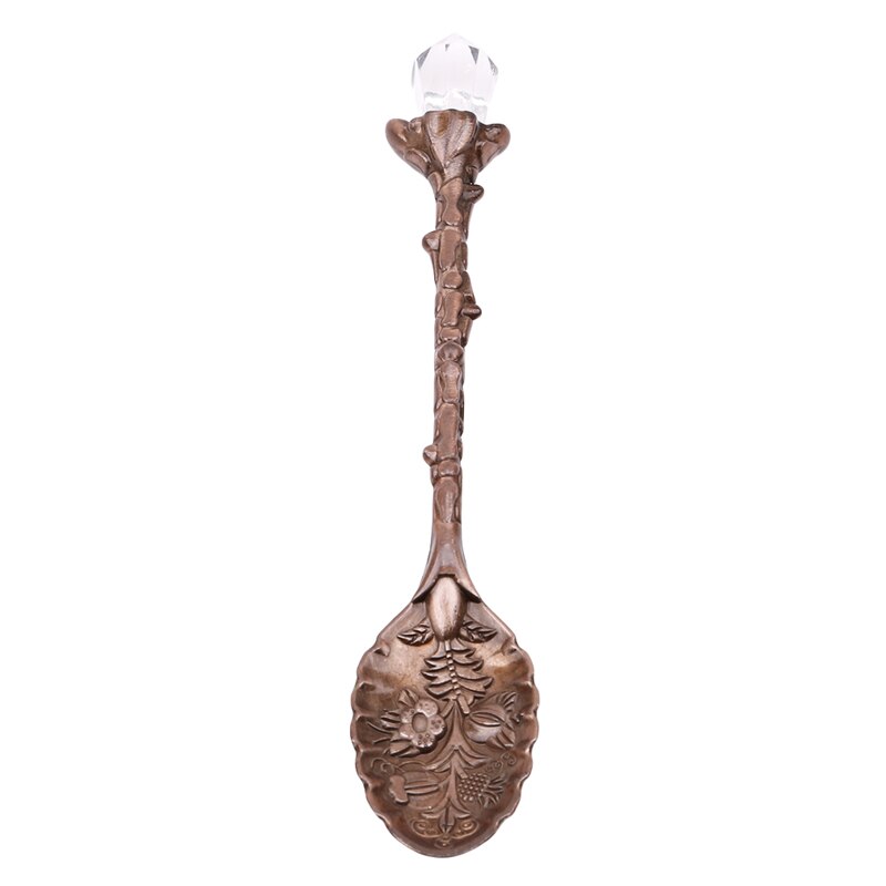 Crystal Head Pattern Spoons Coffee Spoon Sugar Tea Ice Cream Dessert Cutlery Spoon Carved Kitchen Tableware Dinnerware: red