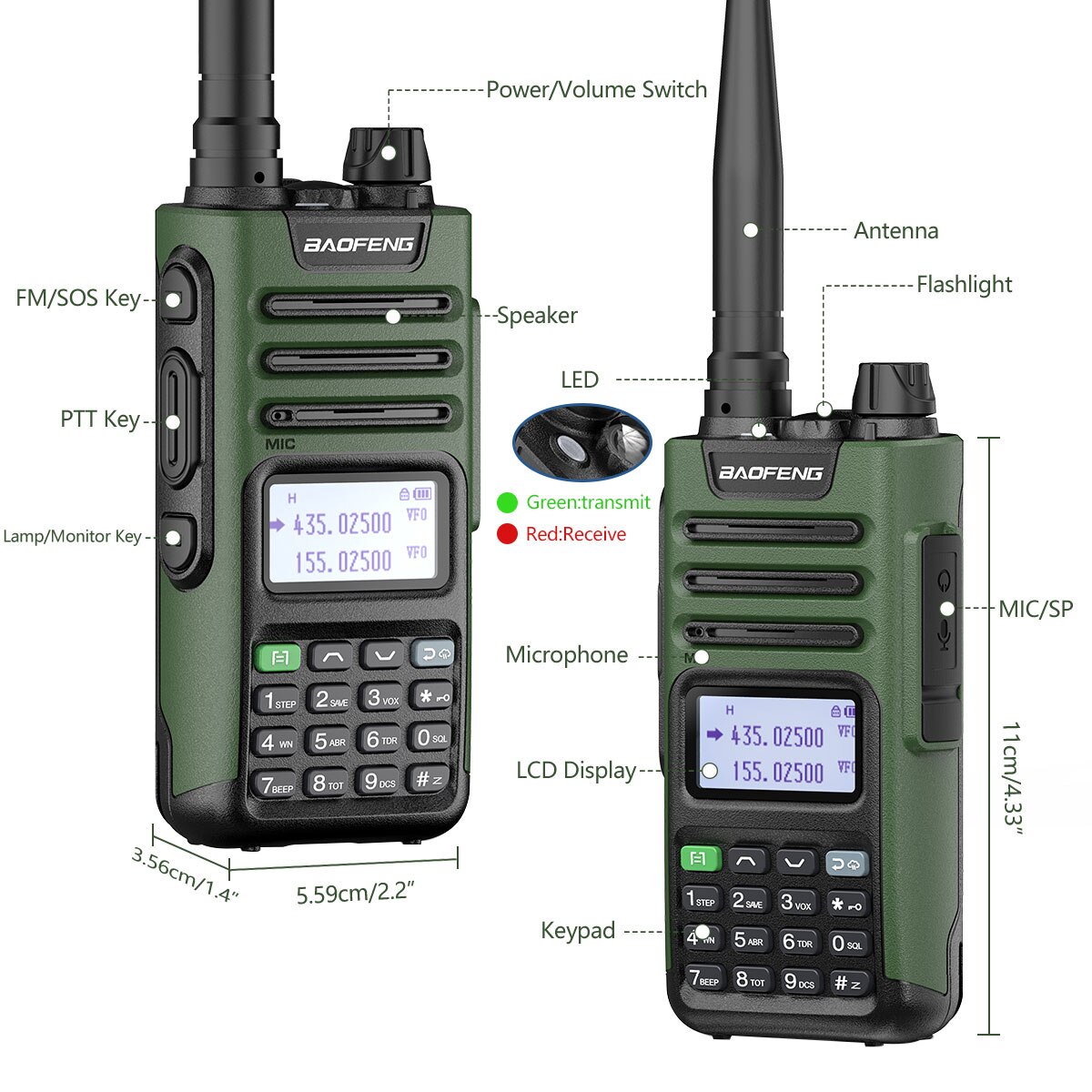 Baofeng UV-13 Pro Walkie Talkie 10W 8800Mah High Power 999 Channel Dual Band Uhf Vhf Radio Zender Typ-C Jack Upgrade 10R