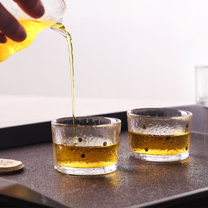 Japansk stil lige guld prik lille te kop tyk varmebestandig glas te kop mester enkelt kop kung fu te sæt